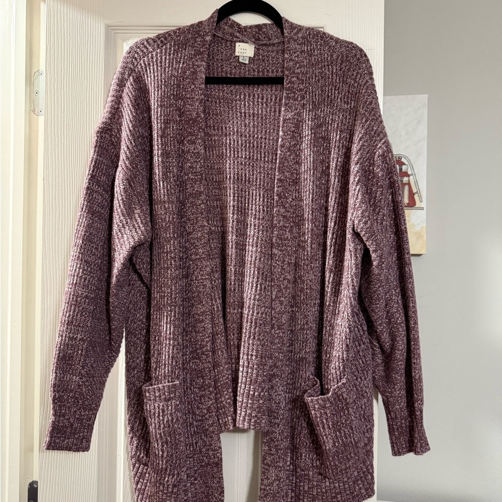 A New Day Purple Cardigan Sweater Open Front